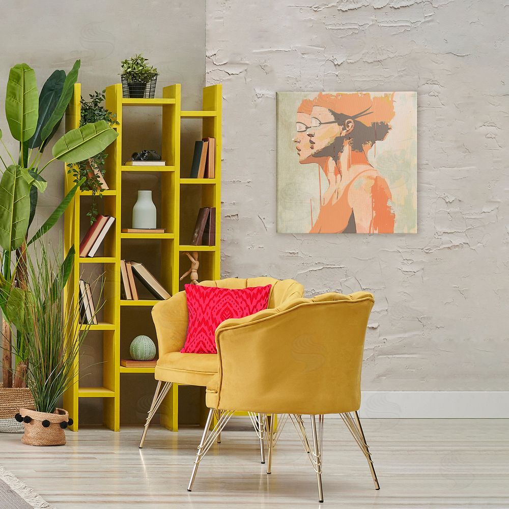Layla Oz Swimming Twins Silhouettes Stretched Canvas Wall Art in Room