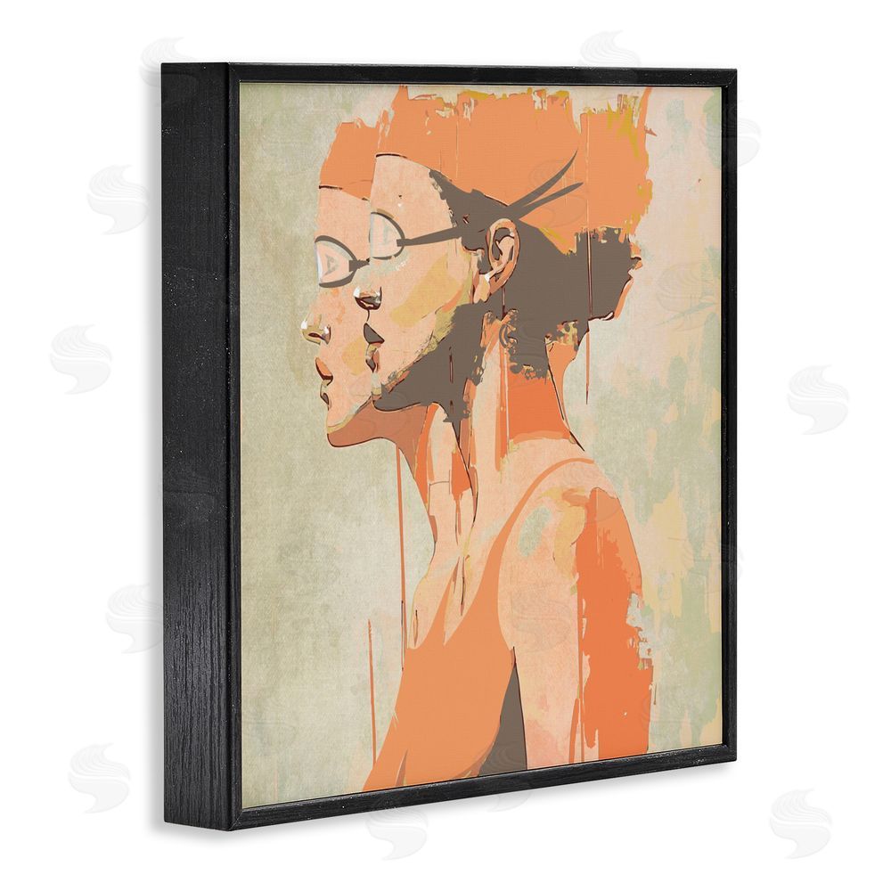 Layla Oz Swimming Twins Silhouettes Black Framed Giclee Wall Art Print