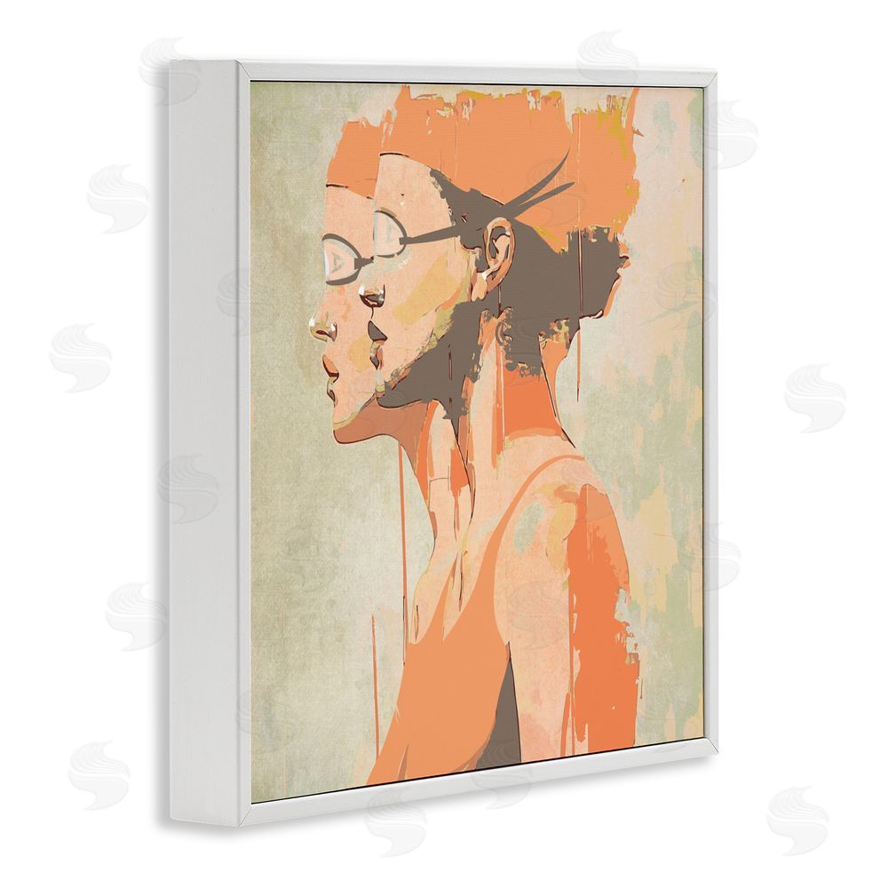 Layla Oz Swimming Twins Silhouettes White Framed Giclee Wall Art Print