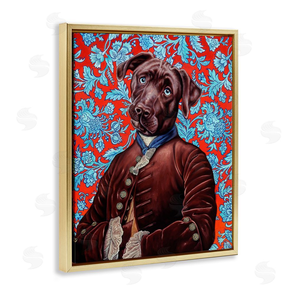 Jane R. Talton Charming Labrador Composition Gold Floating Frame Canvas Wall Art Print