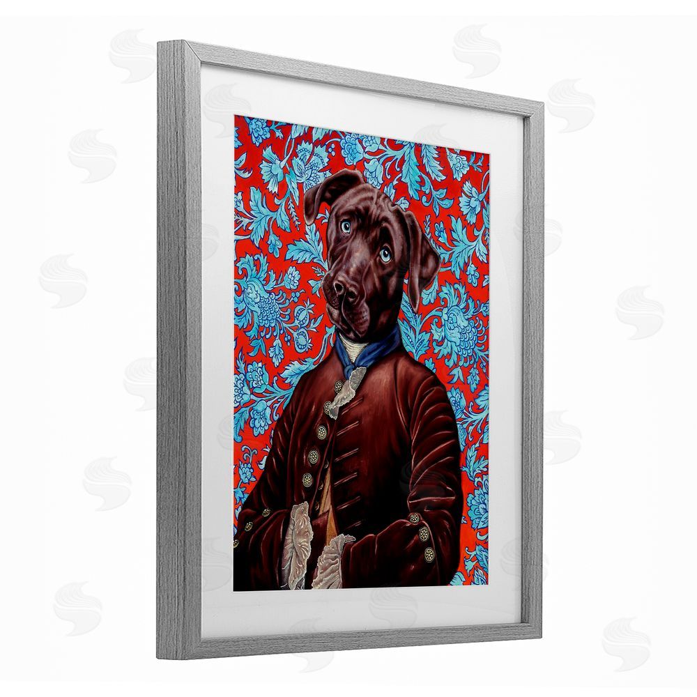 Jane R. Talton Charming Labrador Composition Gray Framed Print Under Glass Wall Art