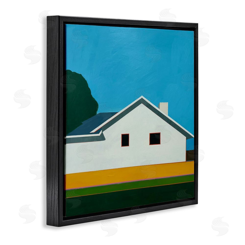 Jan Weiss Sunkissed Suburbia House Black Floating Frame Canvas Wall Art Print