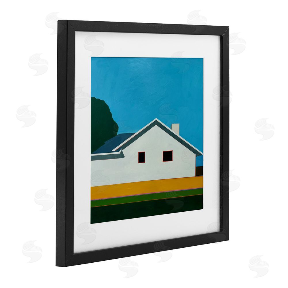 Jan Weiss Sunkissed Suburbia House Black Framed Print Under Glass Wall Art