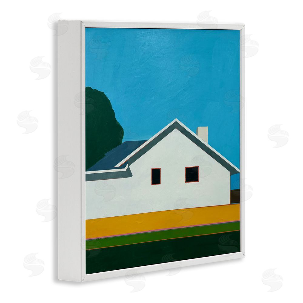 Jan Weiss Sunkissed Suburbia House White Framed Giclee Wall Art Print