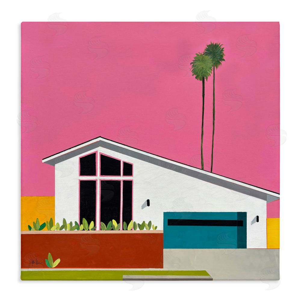 Jan Weiss Pink Sunkissed Suburbia Stretched Canvas Wall Art Print