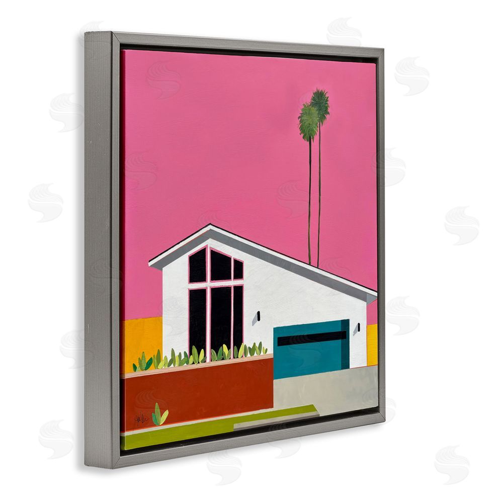Jan Weiss Pink Sunkissed Suburbia Gray Floating Frame Canvas Wall Art Print