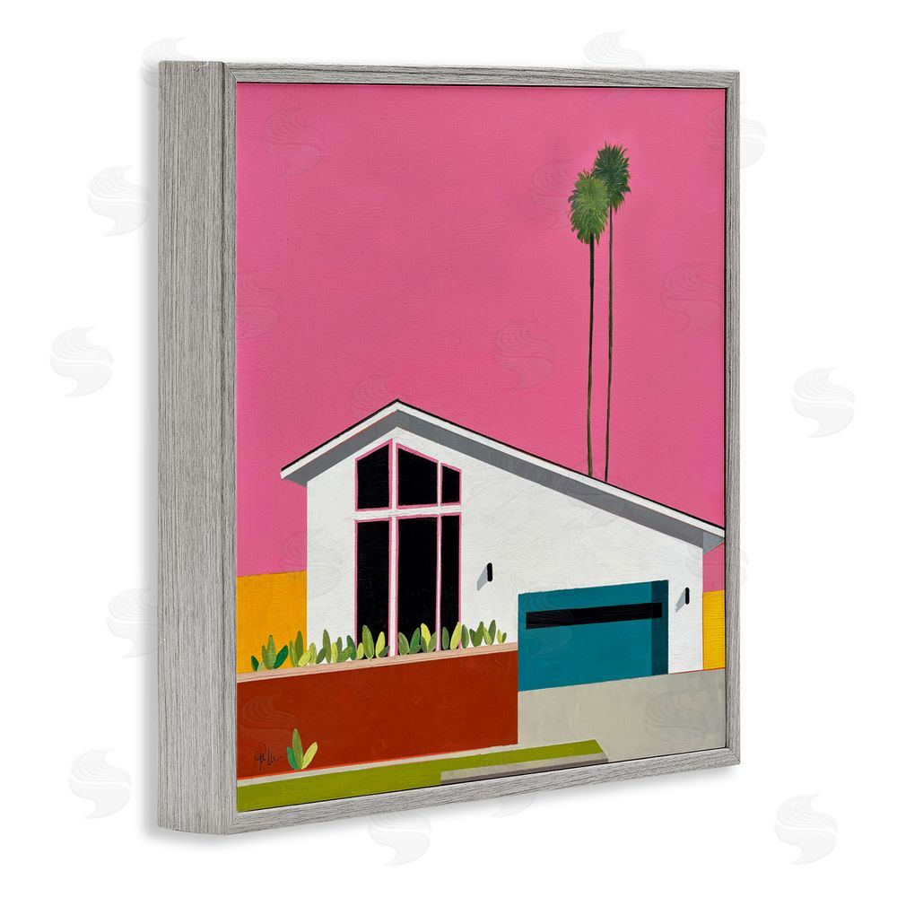 Jan Weiss Pink Sunkissed Suburbia Gray Framed Giclee Wall Art Print