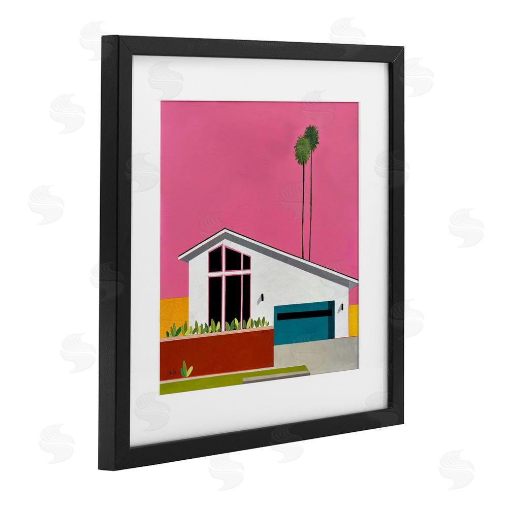 Jan Weiss Pink Sunkissed Suburbia Black Framed Print Under Glass Wall Art