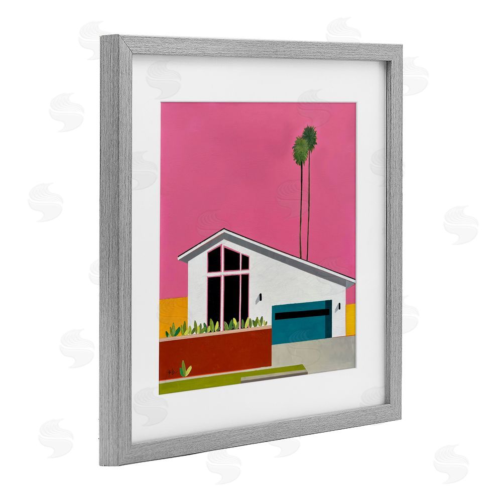 Jan Weiss Pink Sunkissed Suburbia Gray Framed Print Under Glass Wall Art