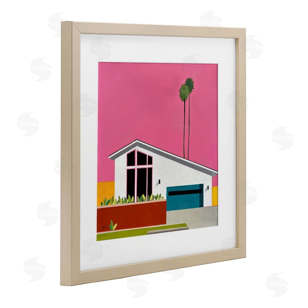 Jan Weiss Pink Sunkissed Suburbia Birch Framed Print Under Glass Wall Art