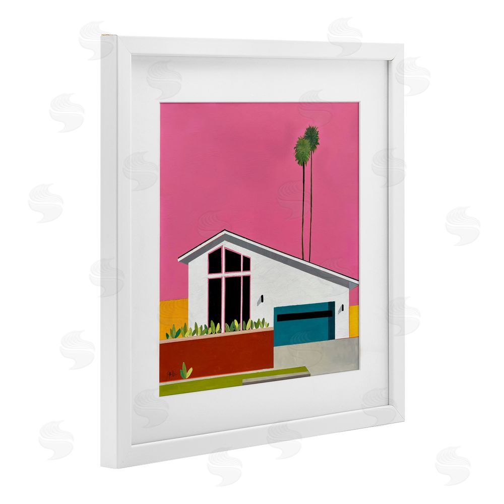Jan Weiss Pink Sunkissed Suburbia White Framed Print Under Glass Wall Art