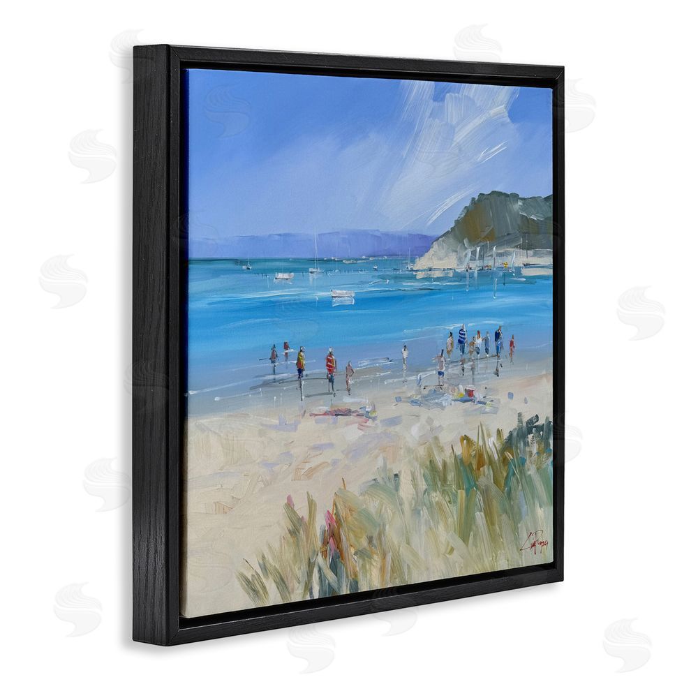 Craig Trewin Penny Summer Sorrento Beachgoers Black Floating Frame Canvas Wall Art Print