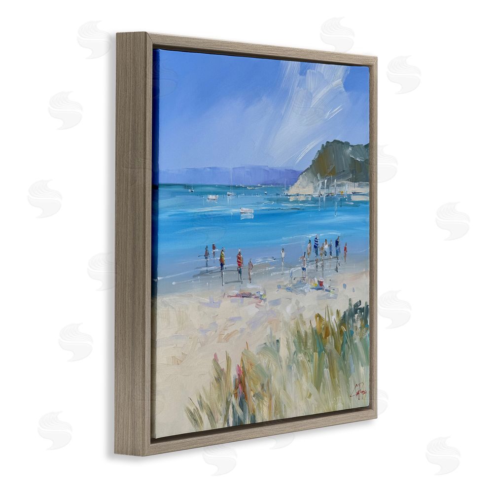 Craig Trewin Penny Summer Sorrento Beachgoers Brown Floating Frame Canvas Wall Art Print