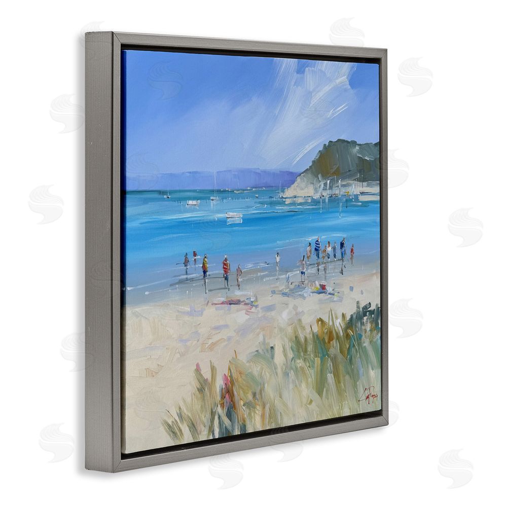 Craig Trewin Penny Summer Sorrento Beachgoers Gray Floating Frame Canvas Wall Art Print