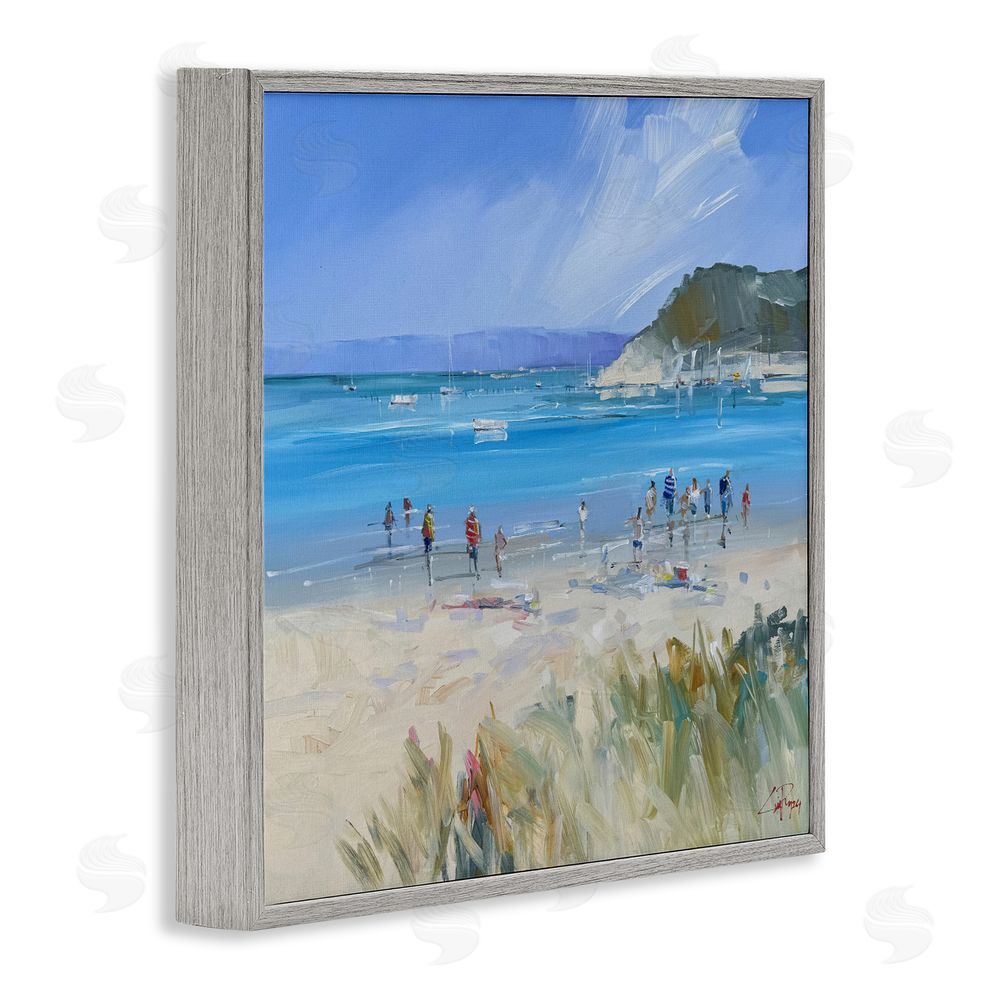Craig Trewin Penny Summer Sorrento Beachgoers Gray Framed Giclee Wall Art Print