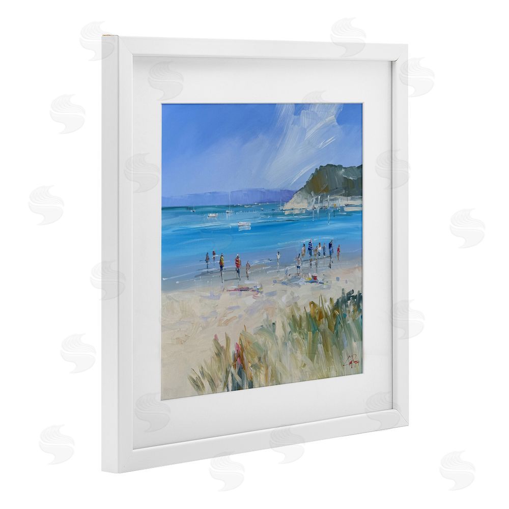 Craig Trewin Penny Summer Sorrento Beachgoers White Framed Print Under Glass Wall Art