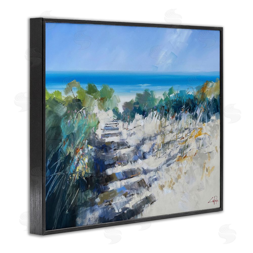Craig Trewin Penny Beach Steps in Robe Black Framed Giclee Wall Art Print