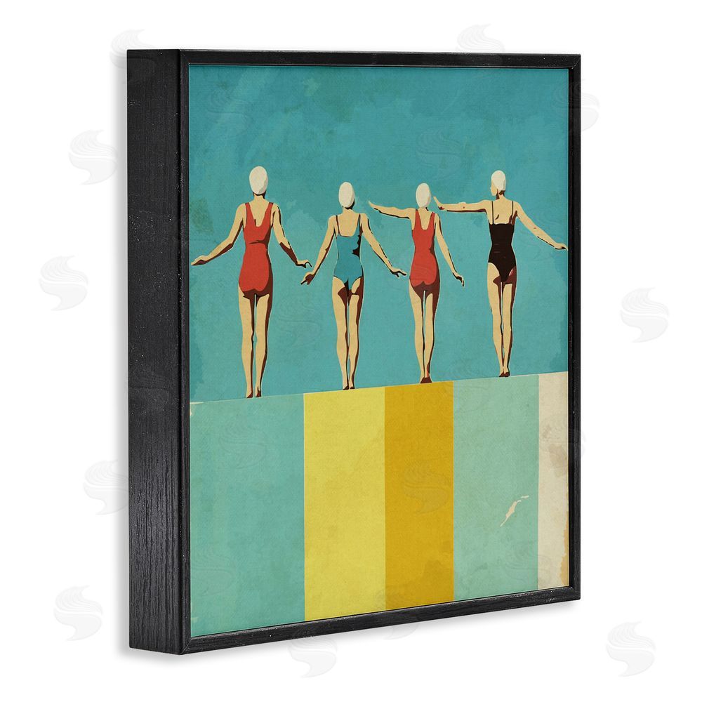 Layla Oz Four Figures on the Pool Black Framed Giclee Wall Art Print