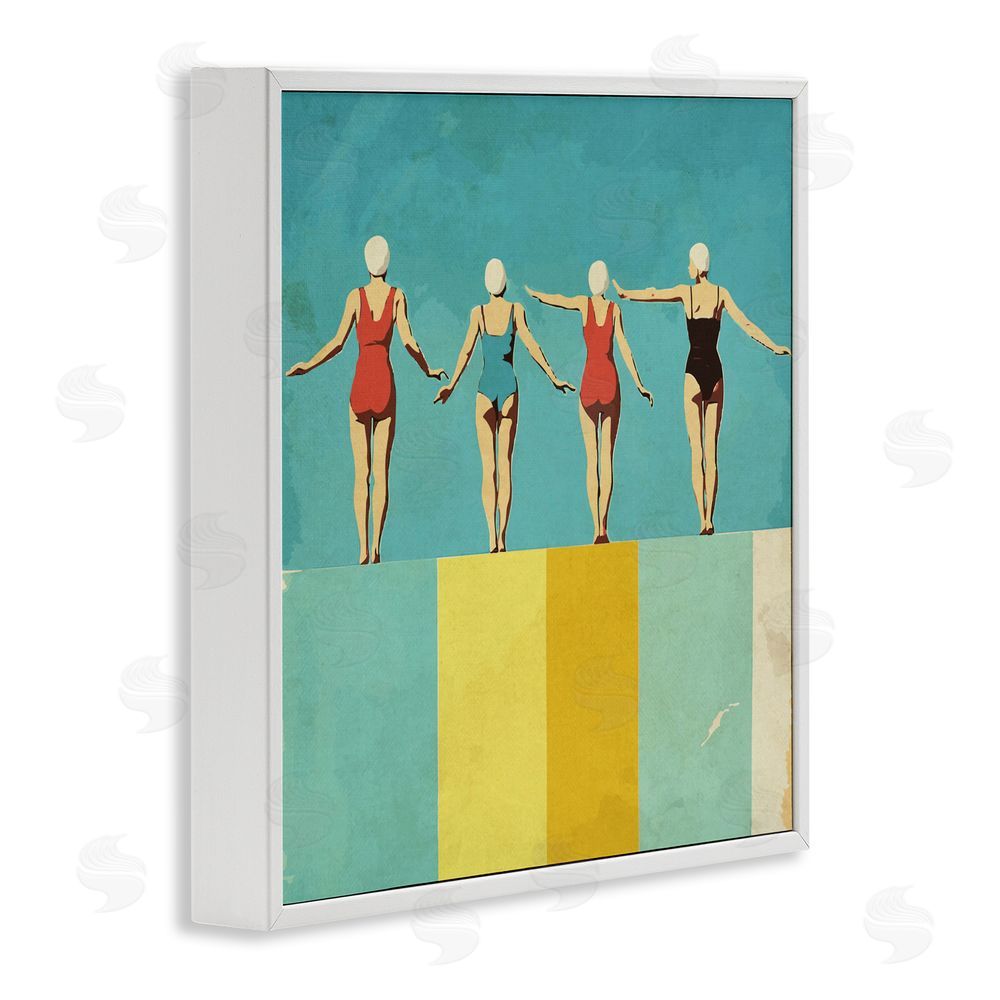 Layla Oz Four Figures on the Pool White Framed Giclee Wall Art Print