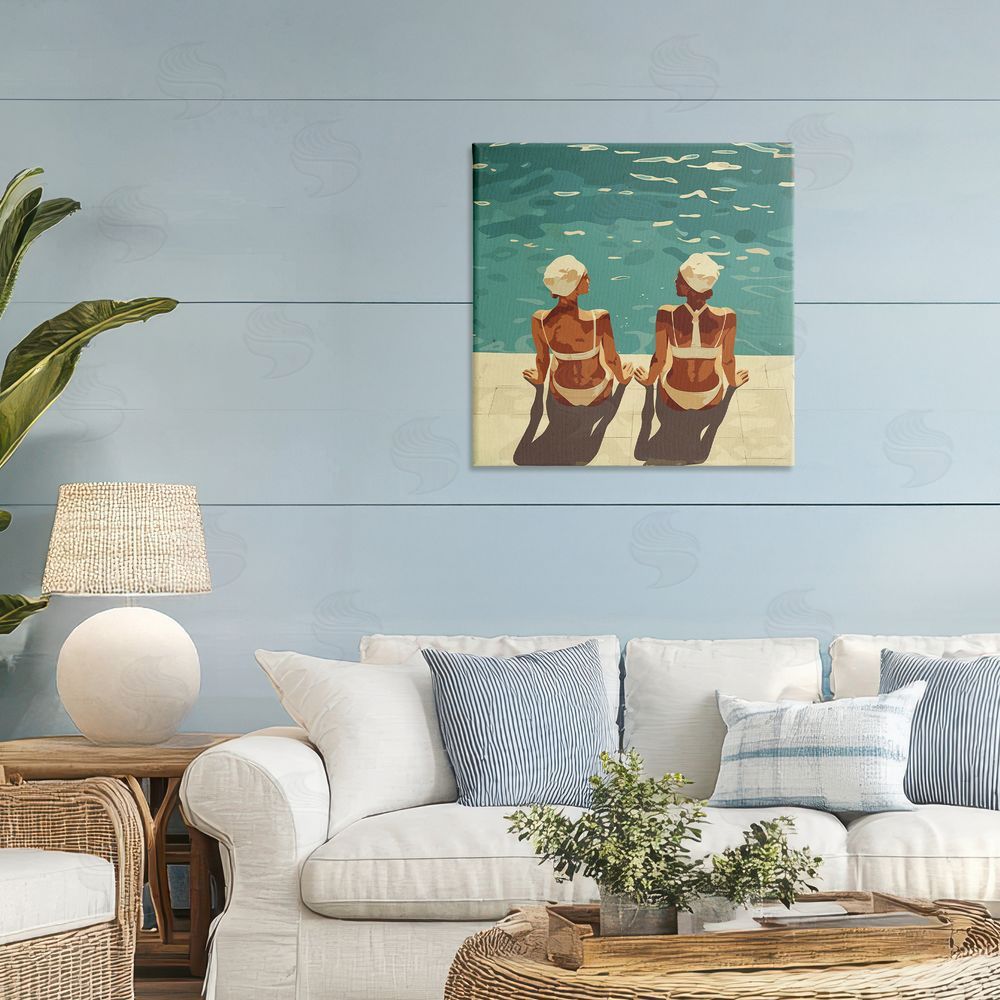 Layla Oz Swimmer Friends Duo Stretched Canvas Wall Art in Room