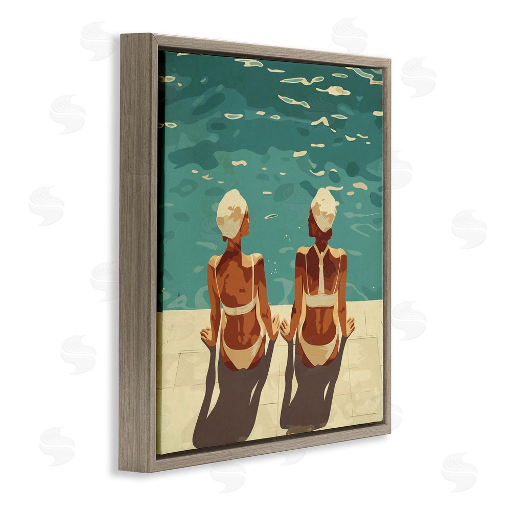 Layla Oz Swimmer Friends Duo Brown Floating Frame Canvas Wall Art Print
