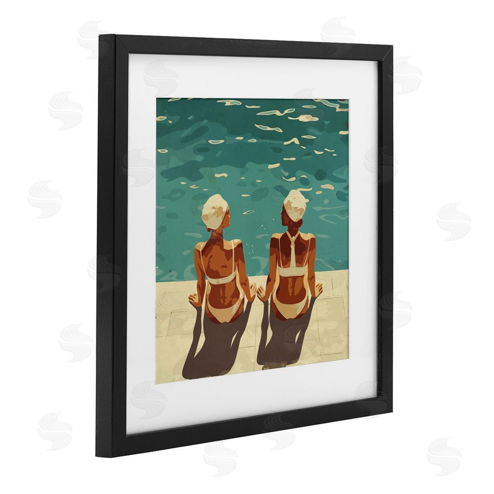 Layla Oz Swimmer Friends Duo Black Framed Print Under Glass Wall Art