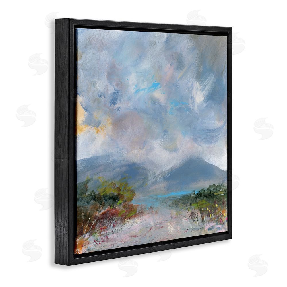 Leslie Birch Expressive Mountain Mists Black Floating Frame Canvas Wall Art Print