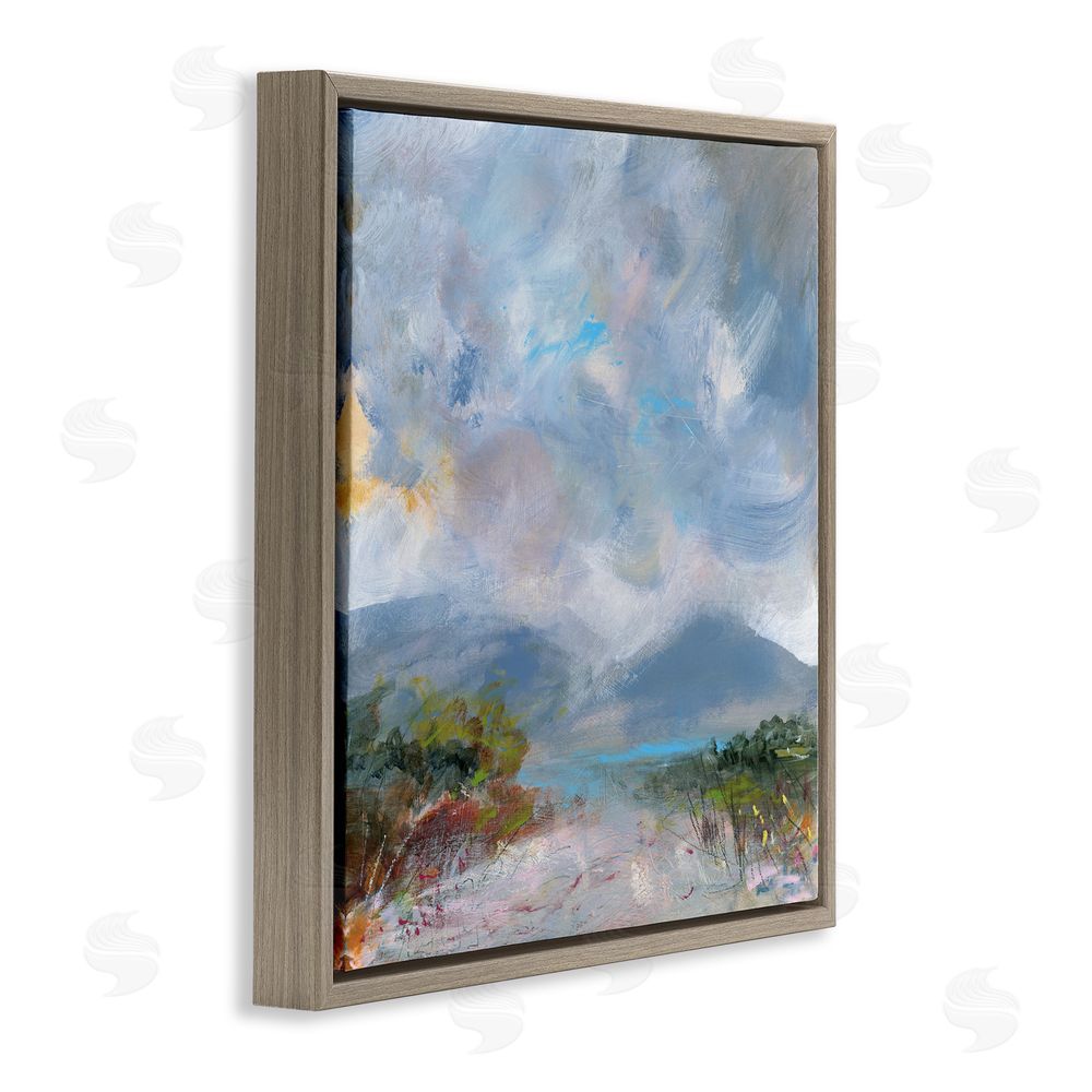 Leslie Birch Expressive Mountain Mists Brown Floating Frame Canvas Wall Art Print