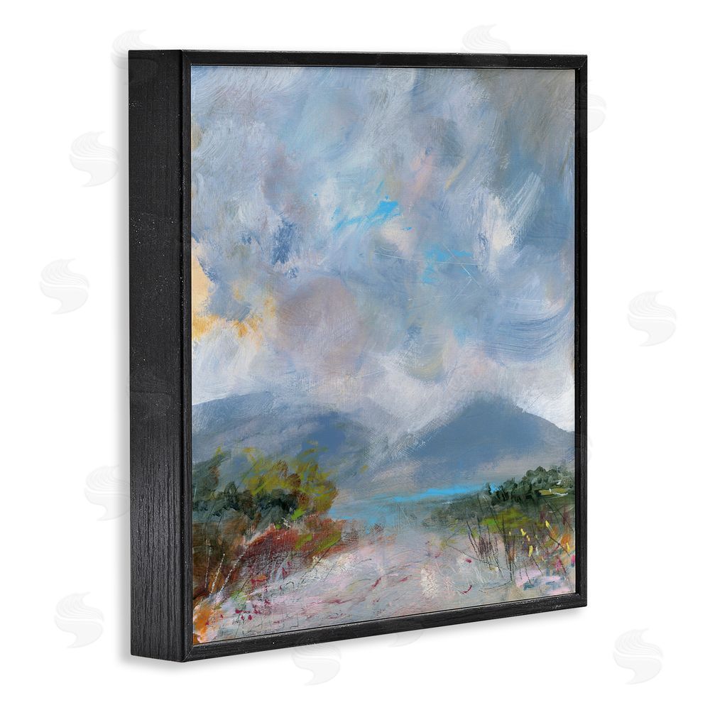 Leslie Birch Expressive Mountain Mists Black Framed Giclee Wall Art Print
