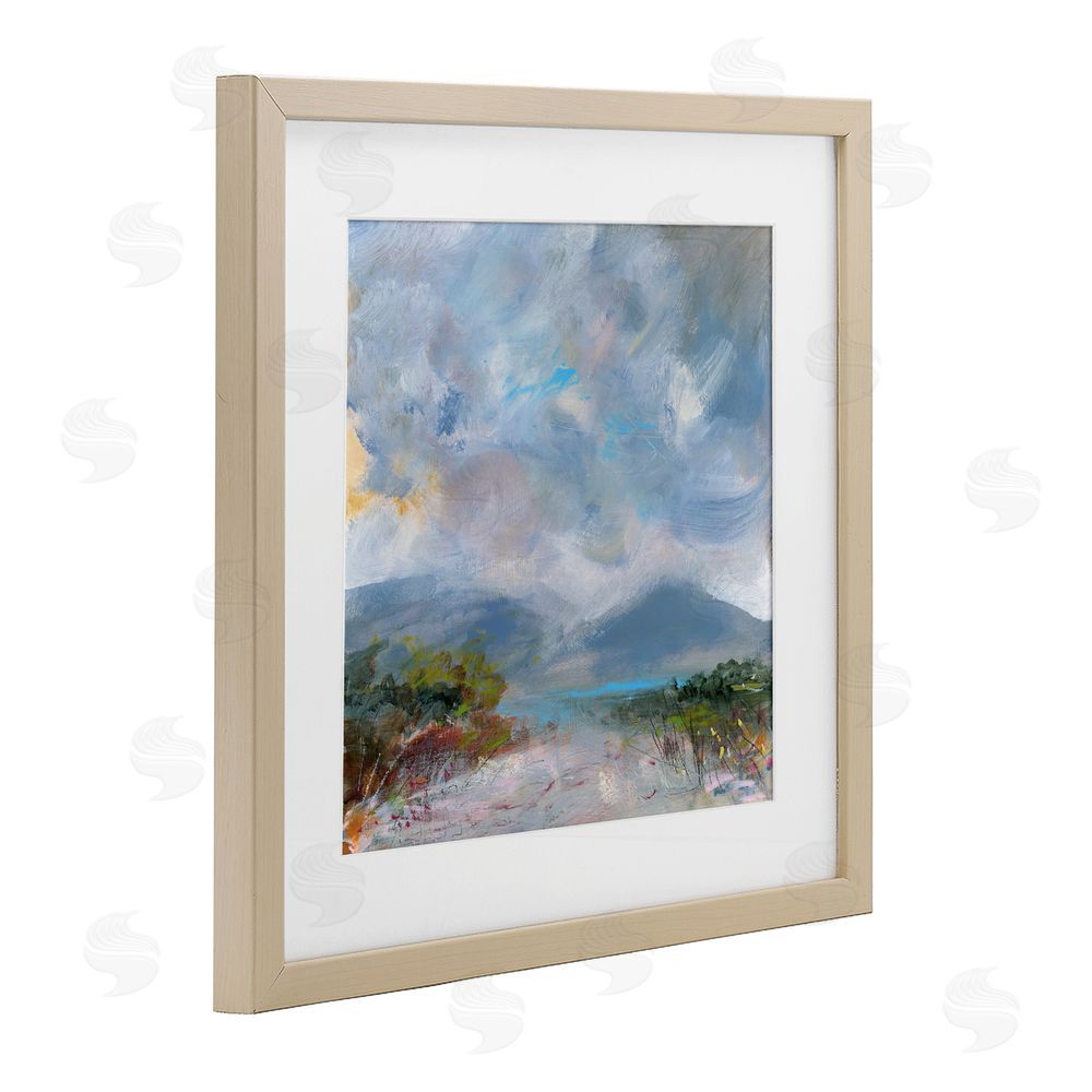 Leslie Birch Expressive Mountain Mists Birch Framed Print Under Glass Wall Art