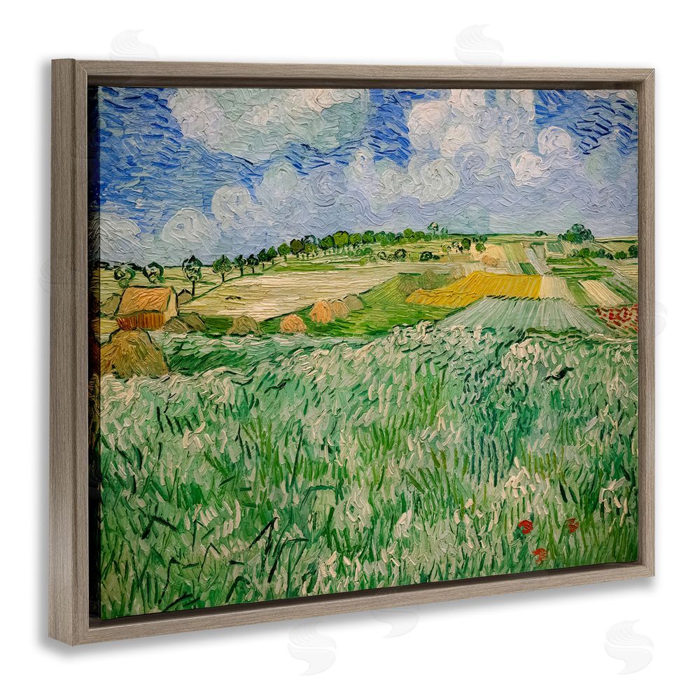 Vincent Van Gogh Plain Near Auvers Painting Brown Floating Frame Canvas Wall Art Print