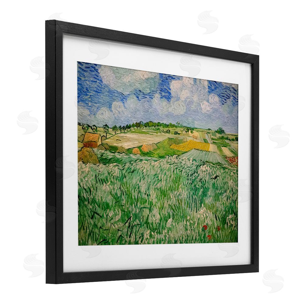 Vincent Van Gogh Plain Near Auvers Painting Black Framed Print Under Glass Wall Art