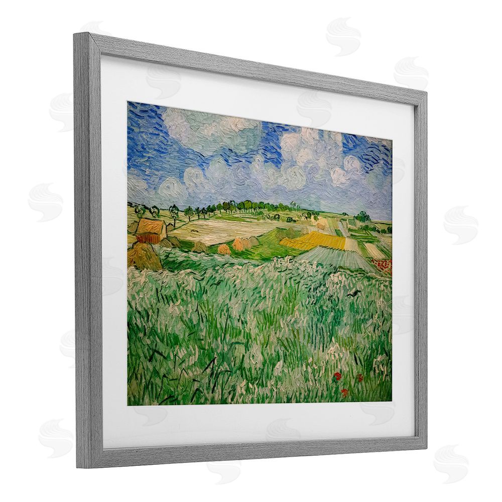 Vincent Van Gogh Plain Near Auvers Painting Gray Framed Print Under Glass Wall Art