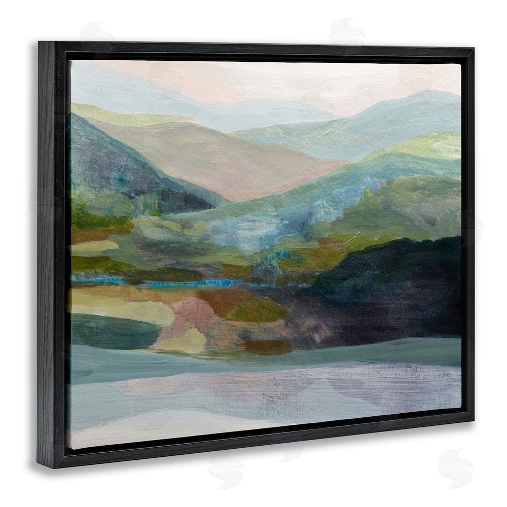 Farren Lee Misty Morning Mountain Gradient Black Floating Frame Canvas Wall Art Print