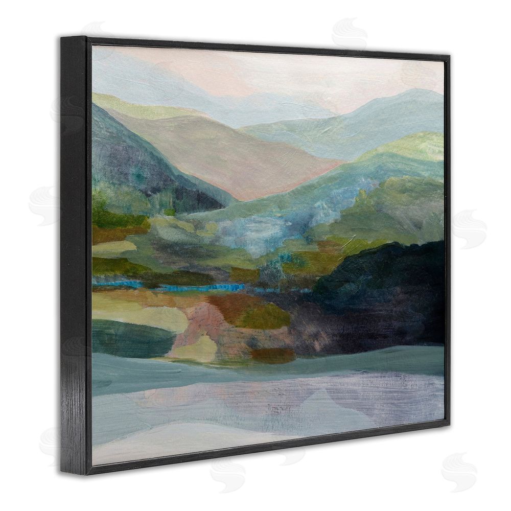 Farren Lee Misty Morning Mountain Gradient Black Framed Giclee Wall Art Print