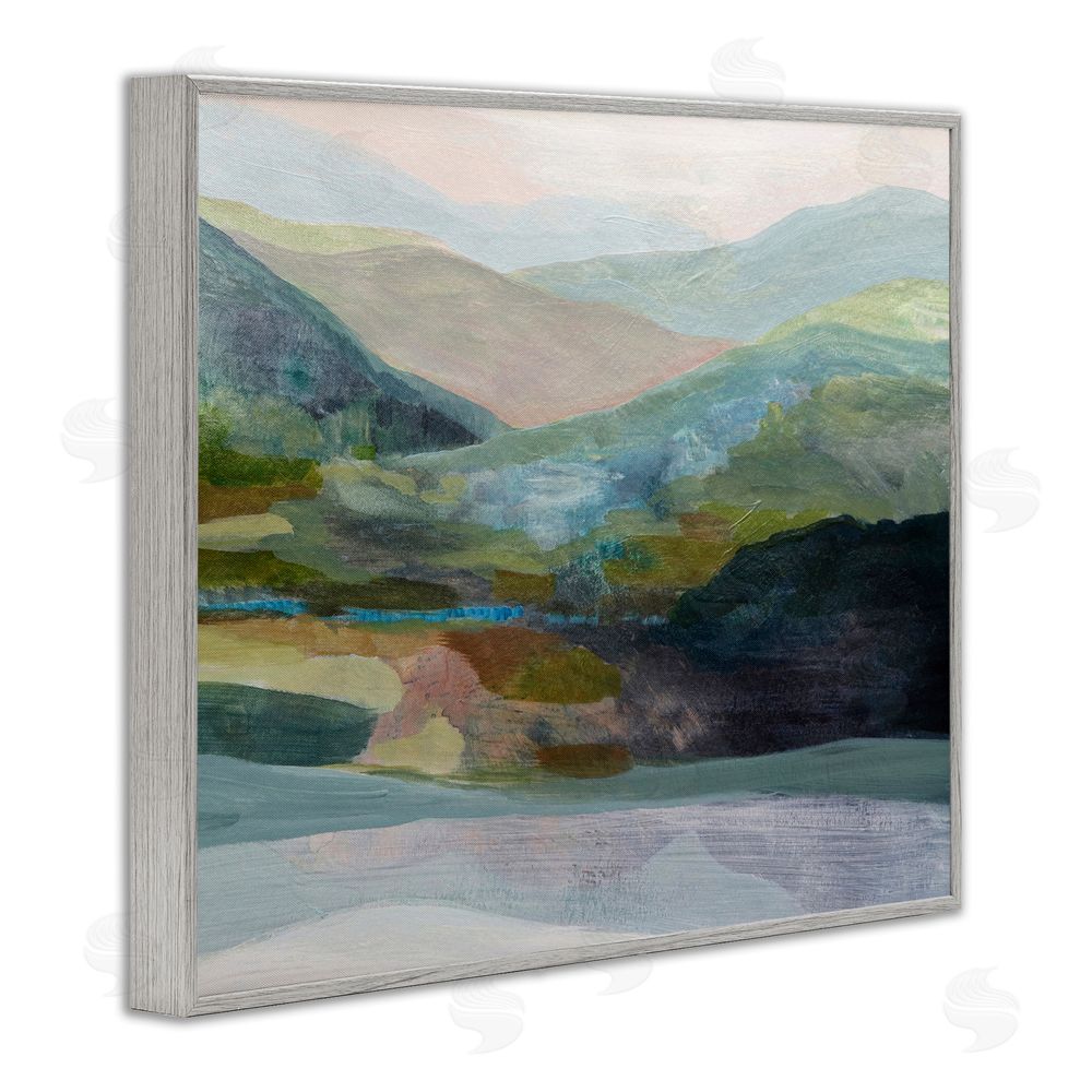 Farren Lee Misty Morning Mountain Gradient Gray Framed Giclee Wall Art Print