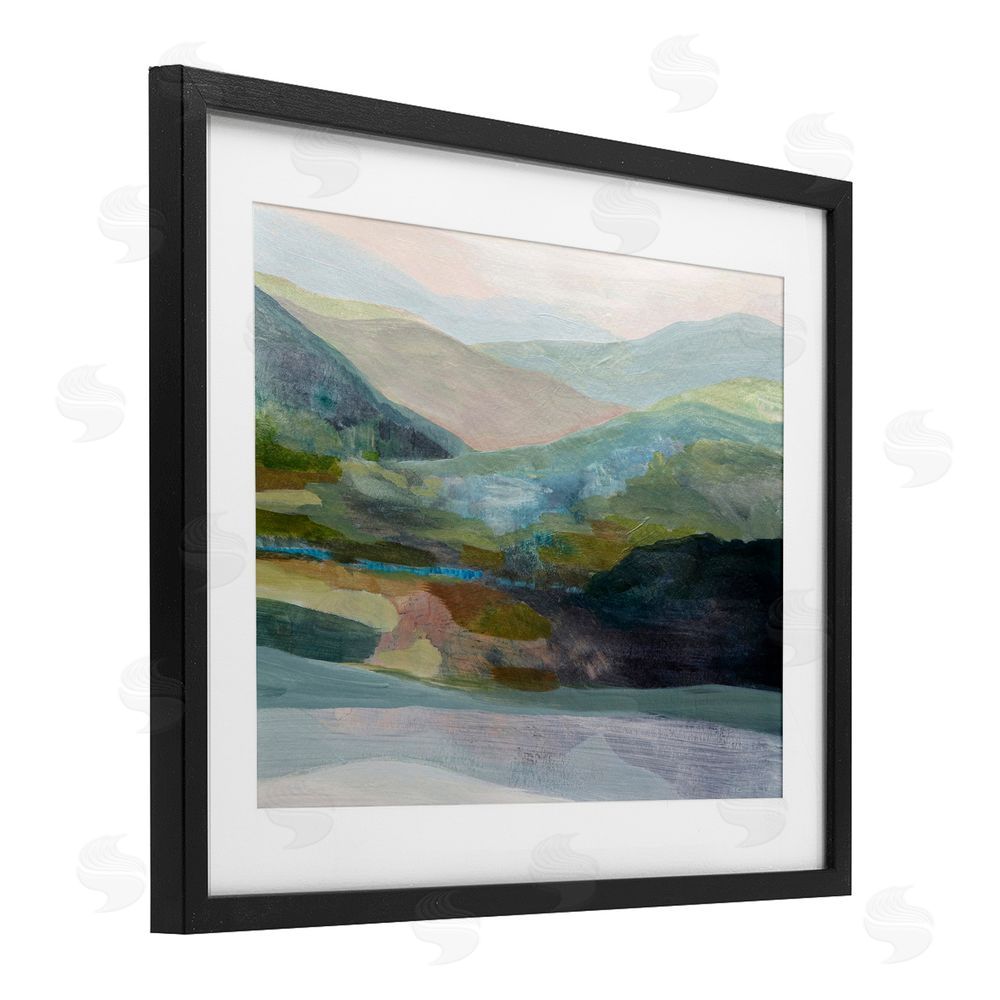 Farren Lee Misty Morning Mountain Gradient Black Framed Print Under Glass Wall Art