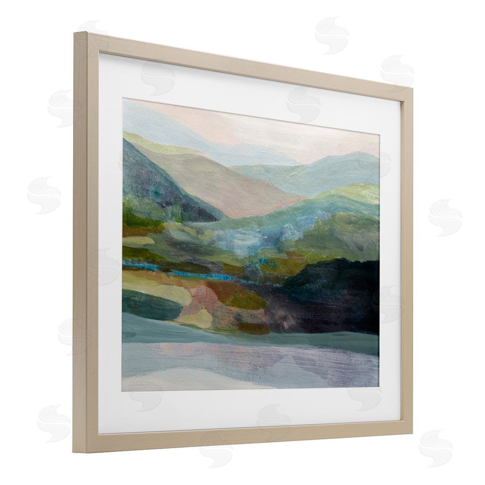 Farren Lee Misty Morning Mountain Gradient Birch Framed Print Under Glass Wall Art