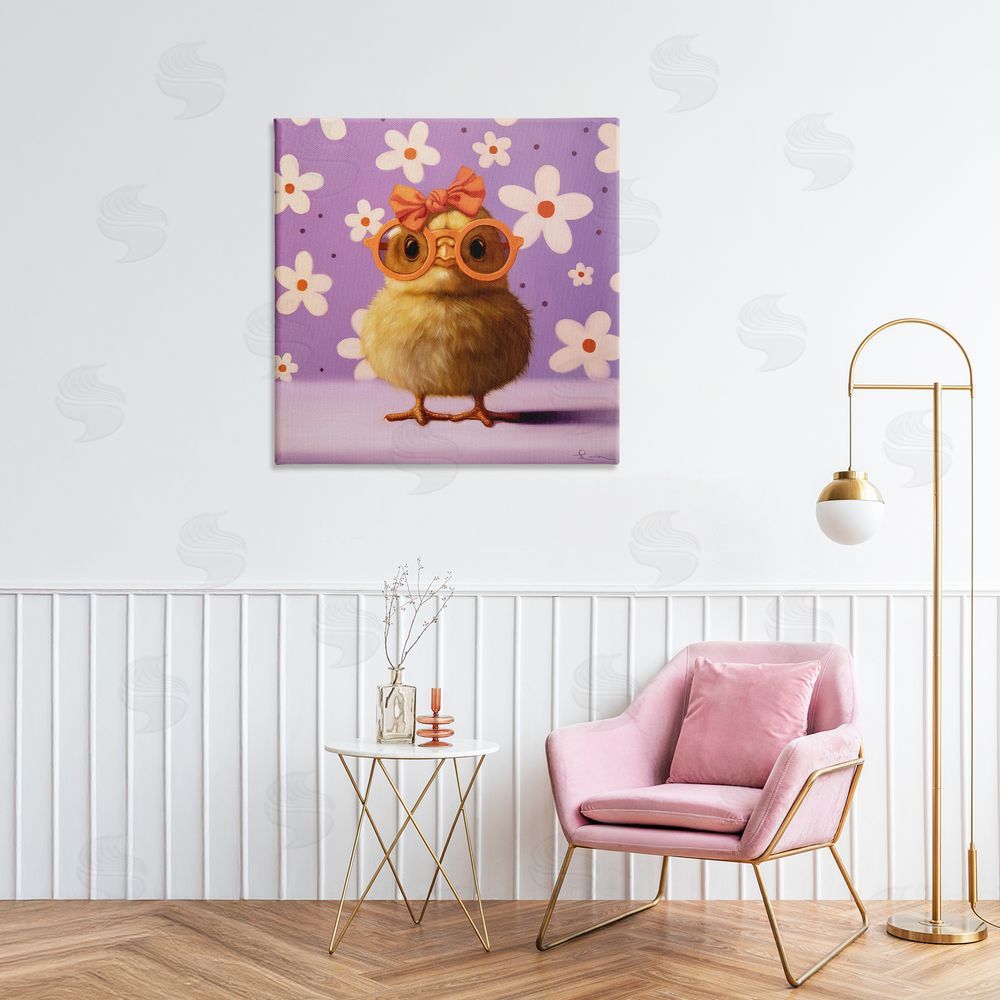 Lucia Heffernan Bow Peep Groovy Chick Stretched Canvas Wall Art in Room