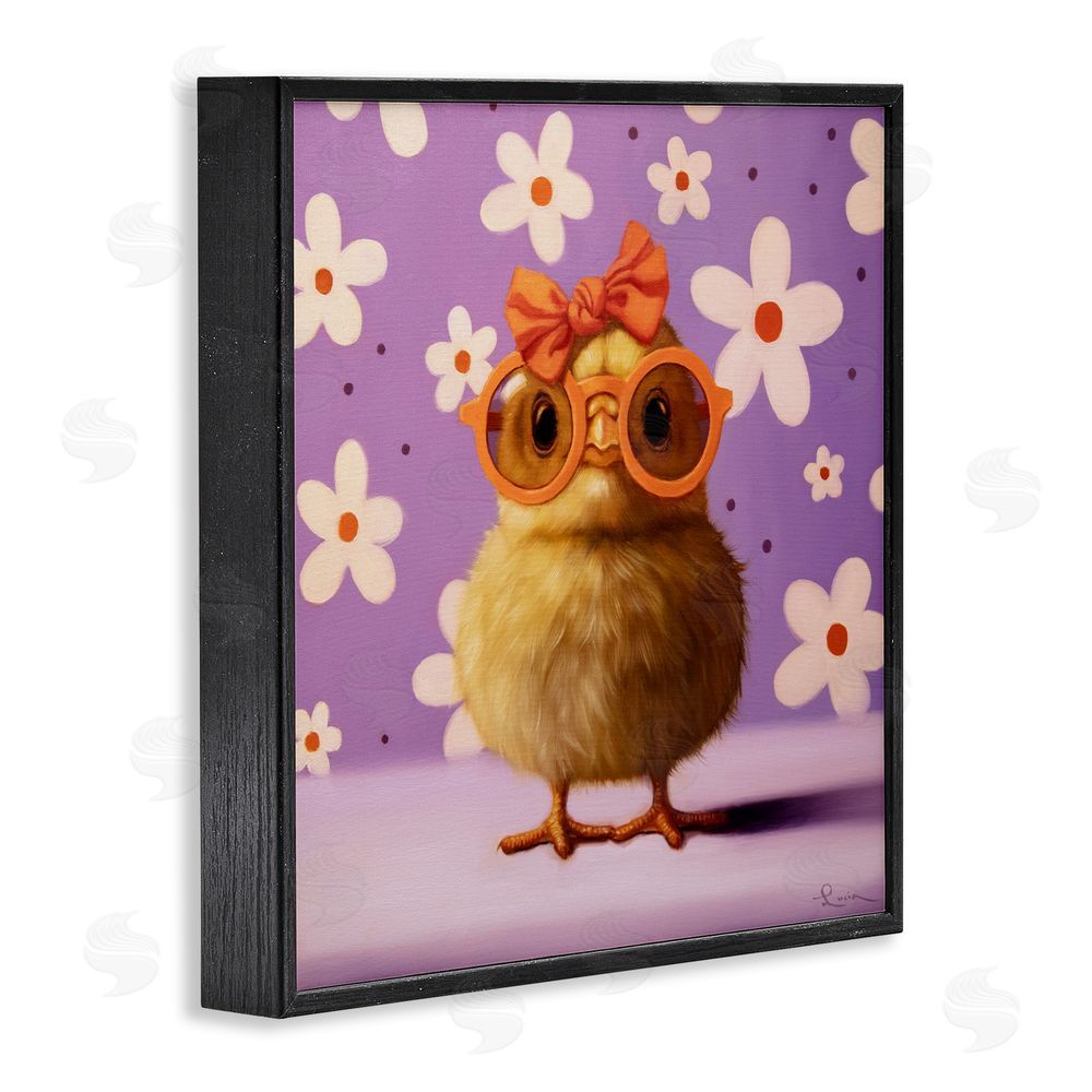 Lucia Heffernan Bow Peep Groovy Chick Black Framed Giclee Wall Art Print