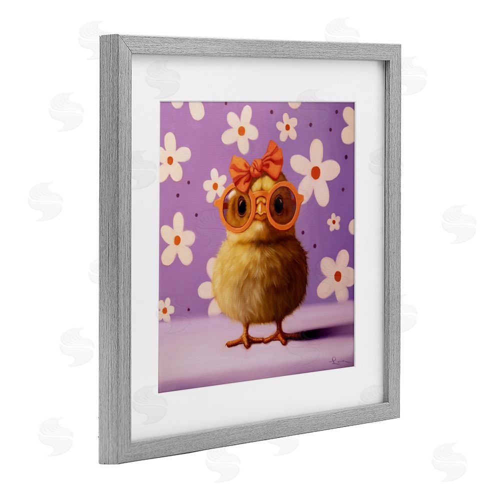 Lucia Heffernan Bow Peep Groovy Chick Gray Framed Print Under Glass Wall Art