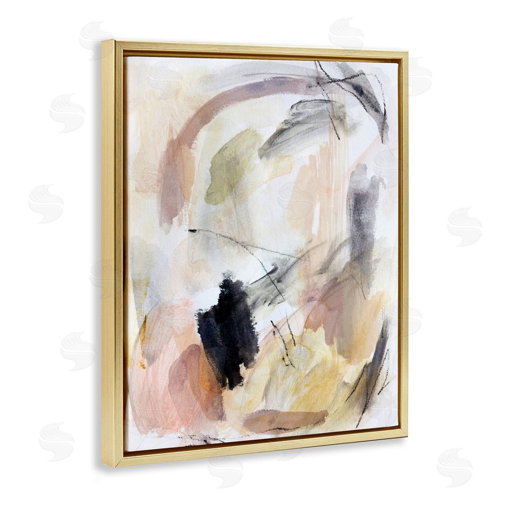 Hope Bainbridge Chaotic Sketches Paint Strokes Gold Floating Frame Canvas Wall Art Print