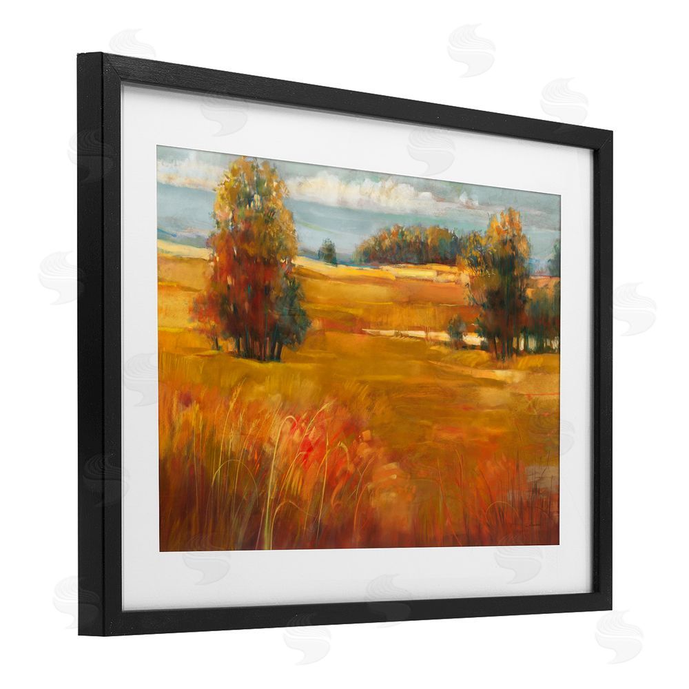 Carol Rowan October Light Countryside Black Framed Print Under Glass with White Mat Wall Art