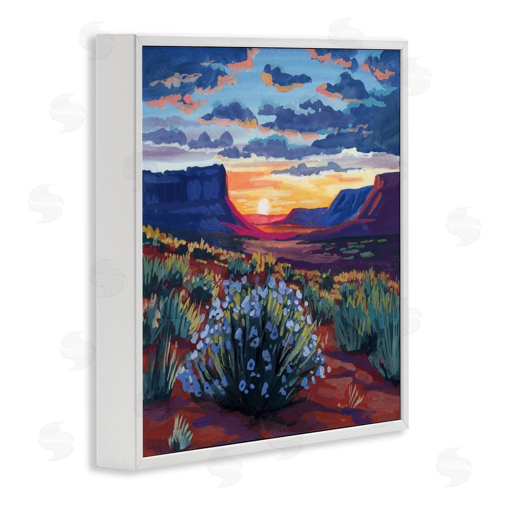 Kate Jarvik Birch Desert Sunset on Blooming Bush White Framed Giclee Wall Art Print