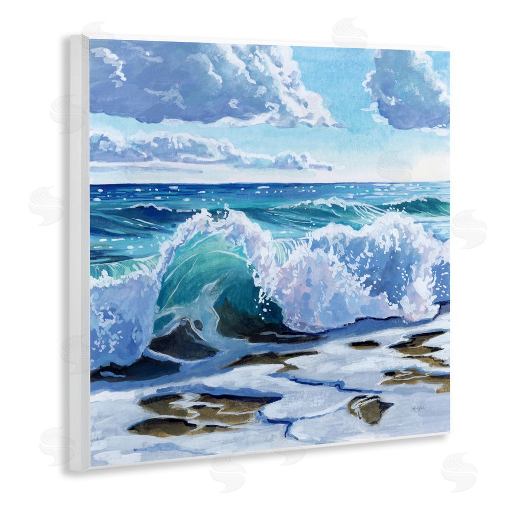 Kate Jarvik Birch Curling Aqua Wave on Shore Wall Plaque Art Print