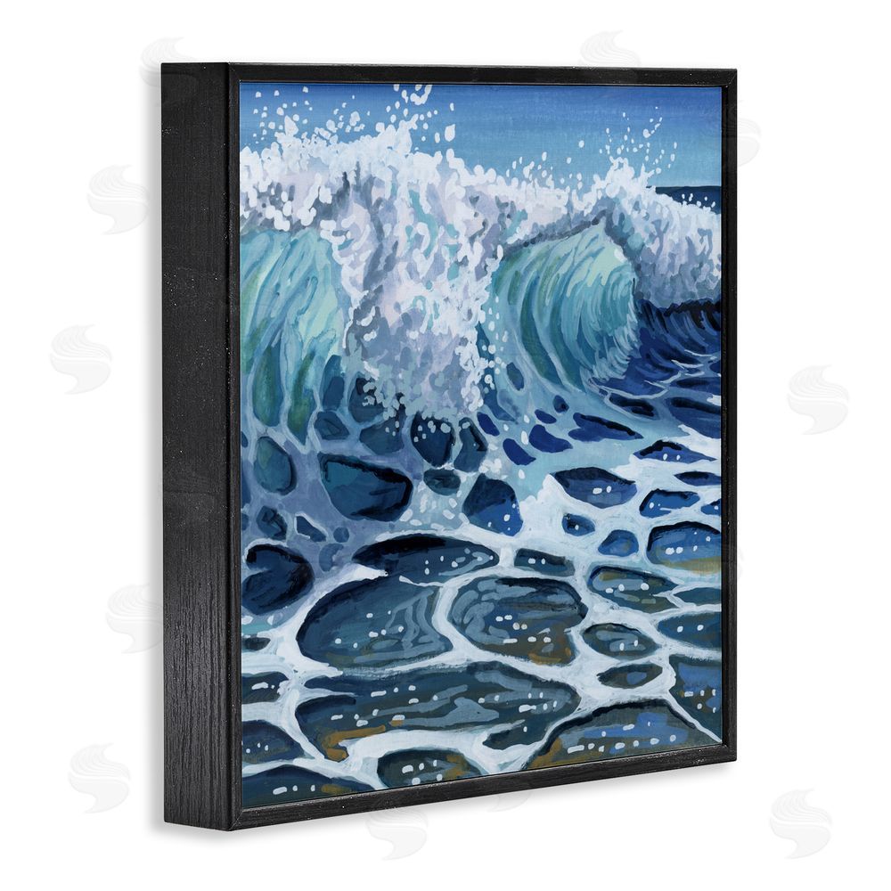 Kate Jarvik Birch Strong Crashing Waves on Beach Black Framed Giclee Wall Art Print
