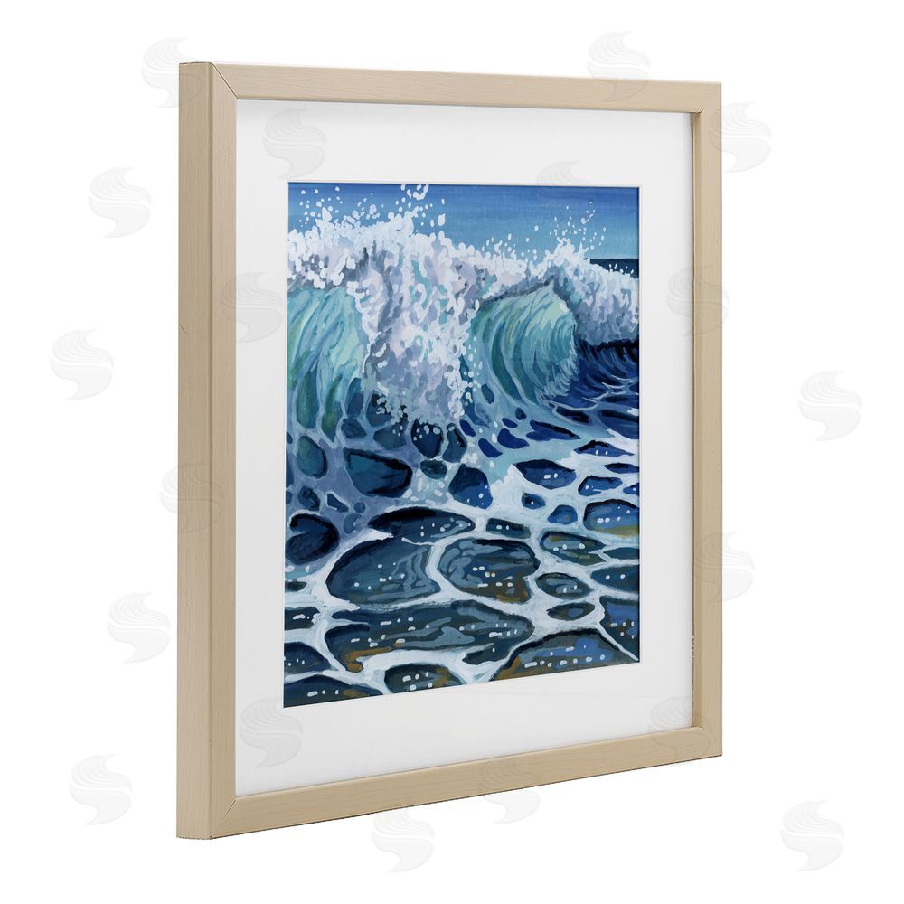 Kate Jarvik Birch Strong Crashing Waves on Beach Birch Framed Print Under Glass Wall Art