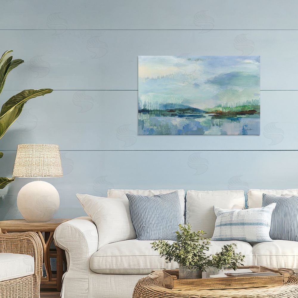 Silvia Vassileva Rain Over The Lagoon Canvas Wall Art Print in Room
