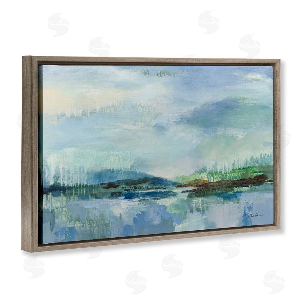 Silvia Vassileva Rain Over The Lagoon Brown Floating Frame Canvas Wall Art Print