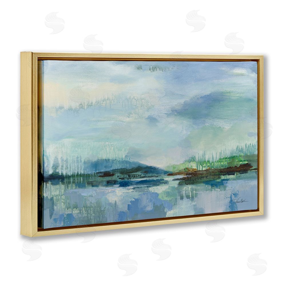 Silvia Vassileva Rain Over The Lagoon Gold Floating Frame Canvas Wall Art Print